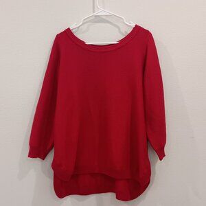 Jones New York Red Knit Sweater 3/4 Sleeves, 1X